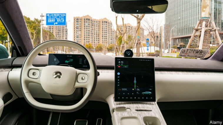 2HWRR1E Dashboard of a Nio ET7, picture taken during an official media test in Shanghai, China.