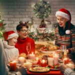 A family gathered around the table at Christmas.