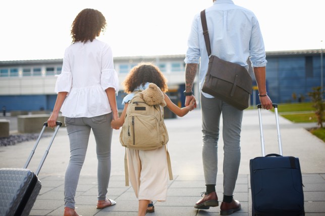 Family of three going on vacation