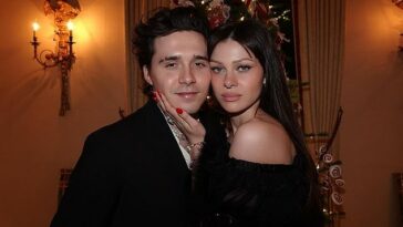 Lovebirds: Brooklyn Beckham, 23, took to Instagram on Saturday to share a slew of loved up snaps with wife Nicola Peltz, 27, as they enjoyed a lavish meal together on Christmas eve