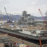 The Russian navy’s lone aircraft carrier, the Admiral Flota Sovetskogo Soyuza Kuznetsov, in Murmansk, Russia.