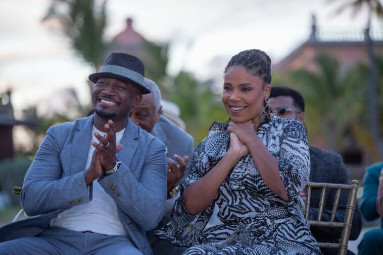 Taye Diggs as Harper Stewart and Sanaa Lathan as Robin in The Best Man: The Final Chapters.