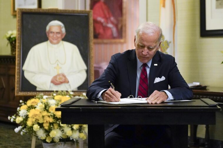 Biden visits Vatican embassy to honor Benedict XVI