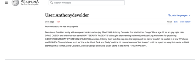 Screenshot of Wikipedia page