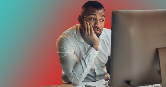 Man looking unhappy at work.