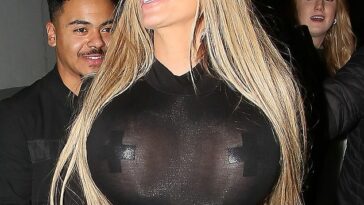 Racy: Katie Price put on a very busty display in a very revealing outfit as she head on a night out with son Junior Andre, 17, after attending the KSI v FaZe Temperrr boxing match on Saturday