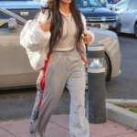 Chic: Kim Kardashian looked effortlessly stylish as she stepped out at her son Saint's basketball game in Los Angeles on Friday