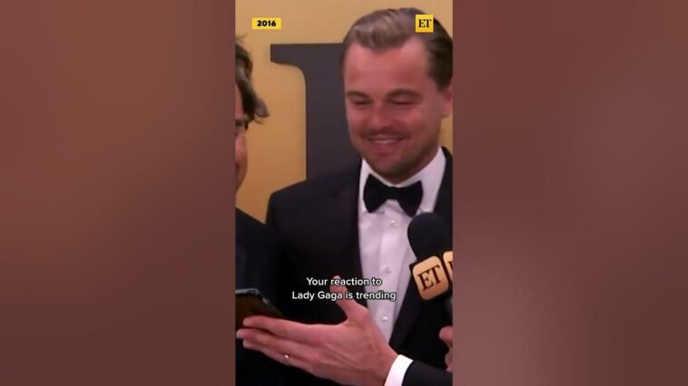 Leonardo DiCaprio Reacts to His VIRAL Golden Globes Lady Gaga Look #shorts