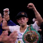 CARSON, CALIFORNIA - DECEMBER 11: Nonito Donaire reacts after a third round knockout win over Reymart Gaballo for the WBC World Bantamweight Championship at Dignity Health Sports Park on December 11, 2021 in Carson, California.