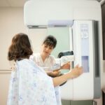 Mammogram being performed