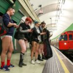 People taking part in No Trousers Tube Ride