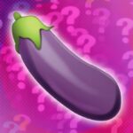 Aubergine emoji on a pink background