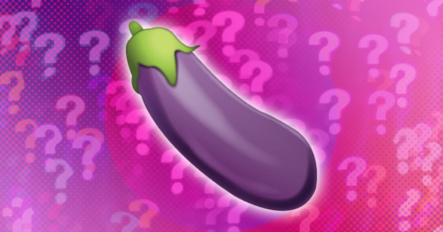 Aubergine emoji on a pink background