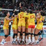 F2 Logistics celebrate win over Creamline in the PVL All-Filipino Conference. –PVL PHOTO