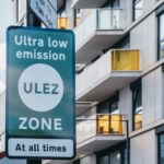 Ultra Low Emission Zone (Ulez) sign on a street in London, UK.