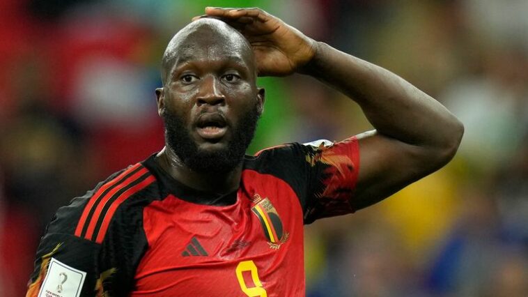 Romelu Lukaku reacts after missing a chance