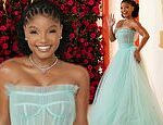 Halle Bailey wows in powder blue princess gown as she attends the Oscars 2023 