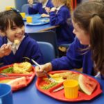 Children eating lunch at school