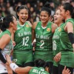 The Lady Archers celebrate a big point against Ateneo. —UAAP PHOTO