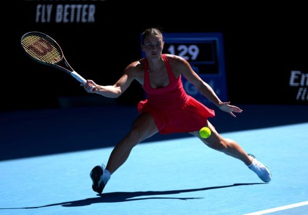 FILE PHOTO: Tennis - Australian Open - Melbourne Park, Melbourne, Australia - January 20, 2023 Ukraine's Marta Kostyuk in action during her third round match against Jessica Pegula of the U.S. REUTERS/Sandra Sanders