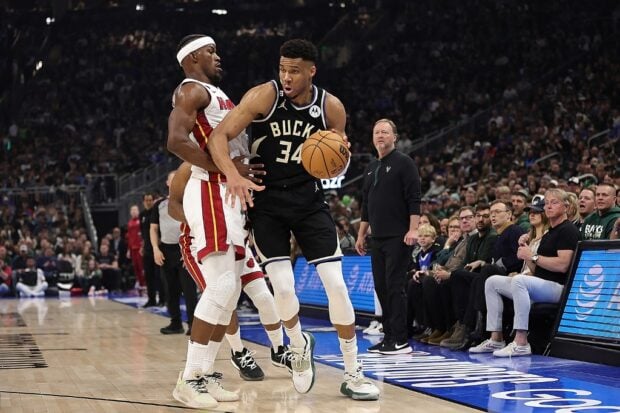 Giannis Antetokounmpo Jimmy Butler Bucks Heat NBA