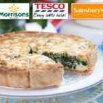 A coronation quiche with supermarket logos