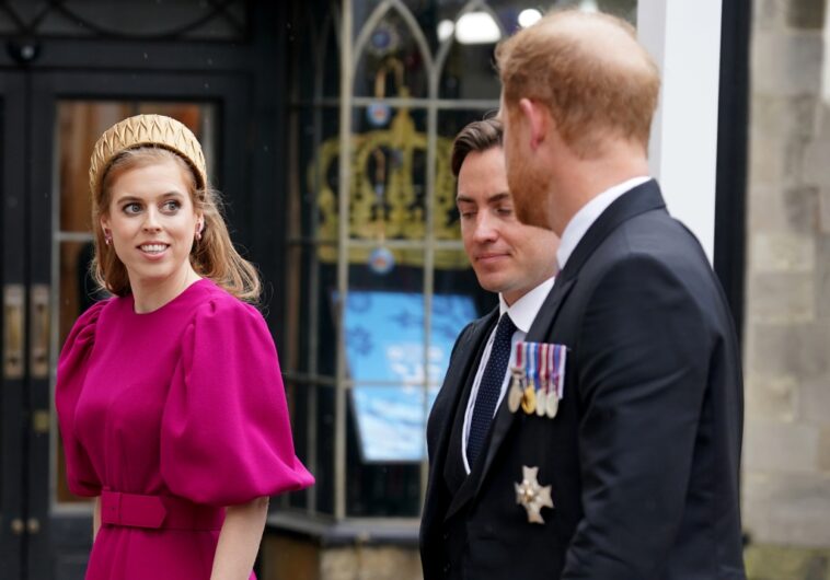 Princess Beatrice, Eugenie Wear Pink and Navy to Coronation of King Charles III