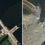 Before and after: Satellite images show Kakhovka dam destruction