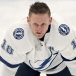 May 2, 2022; Toronto, Ontario, CAN;  Tampa Bay Lightning forward Corey Perry (10) warms up before playing the Toronto Maple Leafs in game one of the first round of the 2022 Stanley Cup Playoffs at Scotiabank Arena.