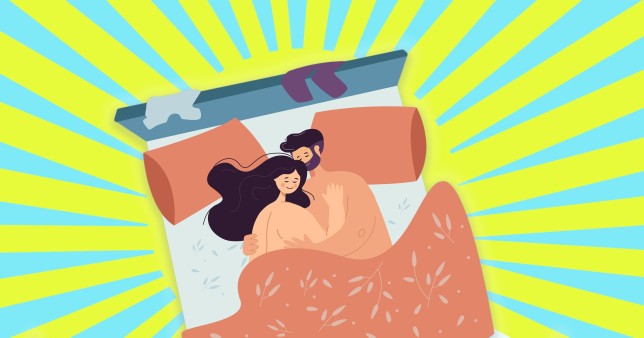 illustration of couple in bed