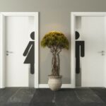 white restroom doors for male and female