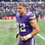 Oct 2, 2022;  London, United Kingdom;  Minnesota Vikings tight end Ben Ellefson (82) during the NFL International Series game at Tottenham Hotspur Stadium.