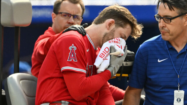 Angels OF taken to hospital after getting hit in face by 91 mph pitch