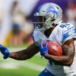 Sep 25, 2022; Minneapolis, Minnesota, USA; Detroit Lions running back Justin Jackson (42) in action against the Minnesota Vikings at U.S. Bank Stadium.