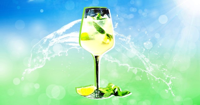 Hugo Spritz on colourful background