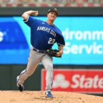 Jul 4, 2023; Minneapolis, Minnesota, USA; Kansas City Royals starting pitcher Zack Greinke (23) throws a pitch against the Minnesota Twins during the first inning at Target Field.