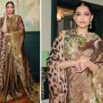 Sonam Kapoor exudes elegance in a brown silk saree