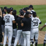 Tigers starter Matt Manning reacts to being pulled from no-hitter