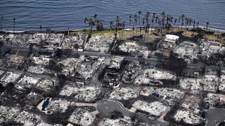 Aerial photos show total destruction as wildfires ravage historic Lahaina, Hawaii