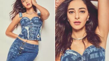 Ananya Panday looks stunning in a denim-on-denim attire at Dream Girl 2 event