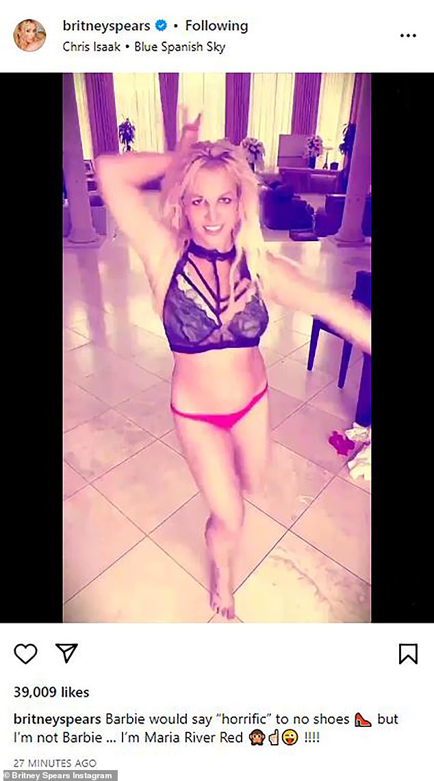 The latest: Britney Spears shared a video of herself dancing in her underwear on her Instagram