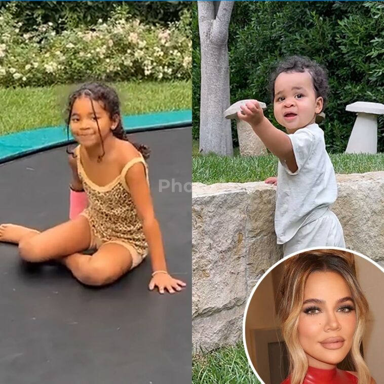 Khloe Kardashian's Kids True and Tatum Thompson Have Fun Bouncing on a Trampoline in the Rain - E! Online