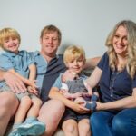 (Left to right) Jesse Smith, 6, Dave Mycock, 39, Arley Smith, 6 weeks, Jesse Smith, 4, and mum Emma Smith, 42, at home in Warrington.