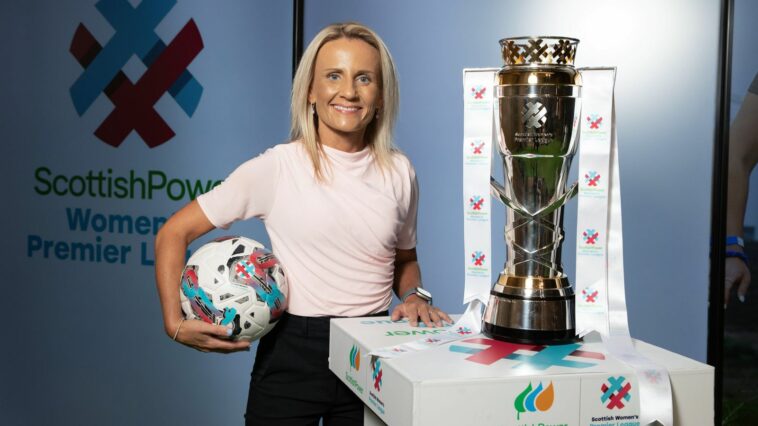 GLASGOW, SCOTLAND - AUGUST 08: SWPL managing director Fiona McIntyre during a Scottish Power Women's Premier League launch event at ScottishPower HQ, on August 08, 2023, in Glasgow, Scotland.  (Photo by Alan Harvey / SNS Group)