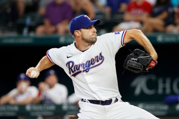 Scherzer settles in, K's 9 to win Rangers debut