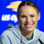 Caroline Wozniacki of Denmark talks to the press on Media Day ahead of the US Open at USTA Billie Jean King National Tennis Center on August 25, 2023 in New York City (Photo by Robert Prange/Getty Images)