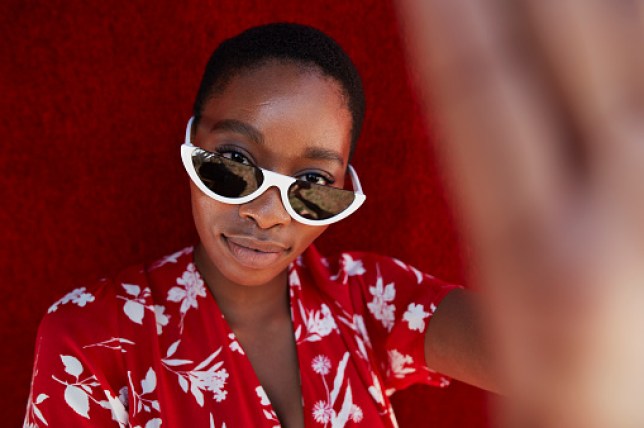 Portrait of woman wearing sunglasses