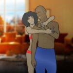 An illustration of a black couple in their underwear