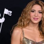 Shakira Rocks Sparkly Beige Dress With Pink Coat While Accepting Video Vanguard Award