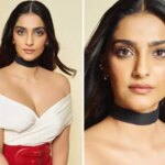 Sonam Kapoor brings the glamour in a red-and-white look. See pics: